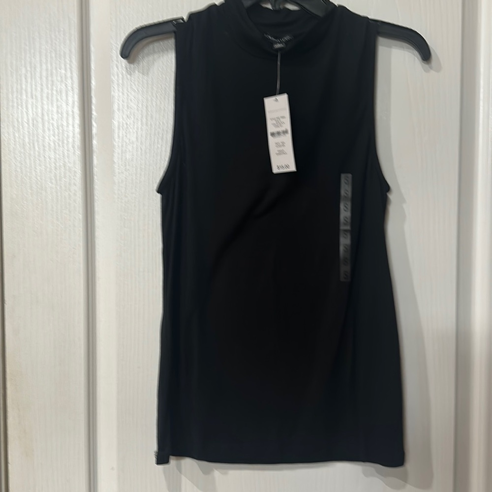 Signature studio size S mock turtleneck  sleeveless black top NWT